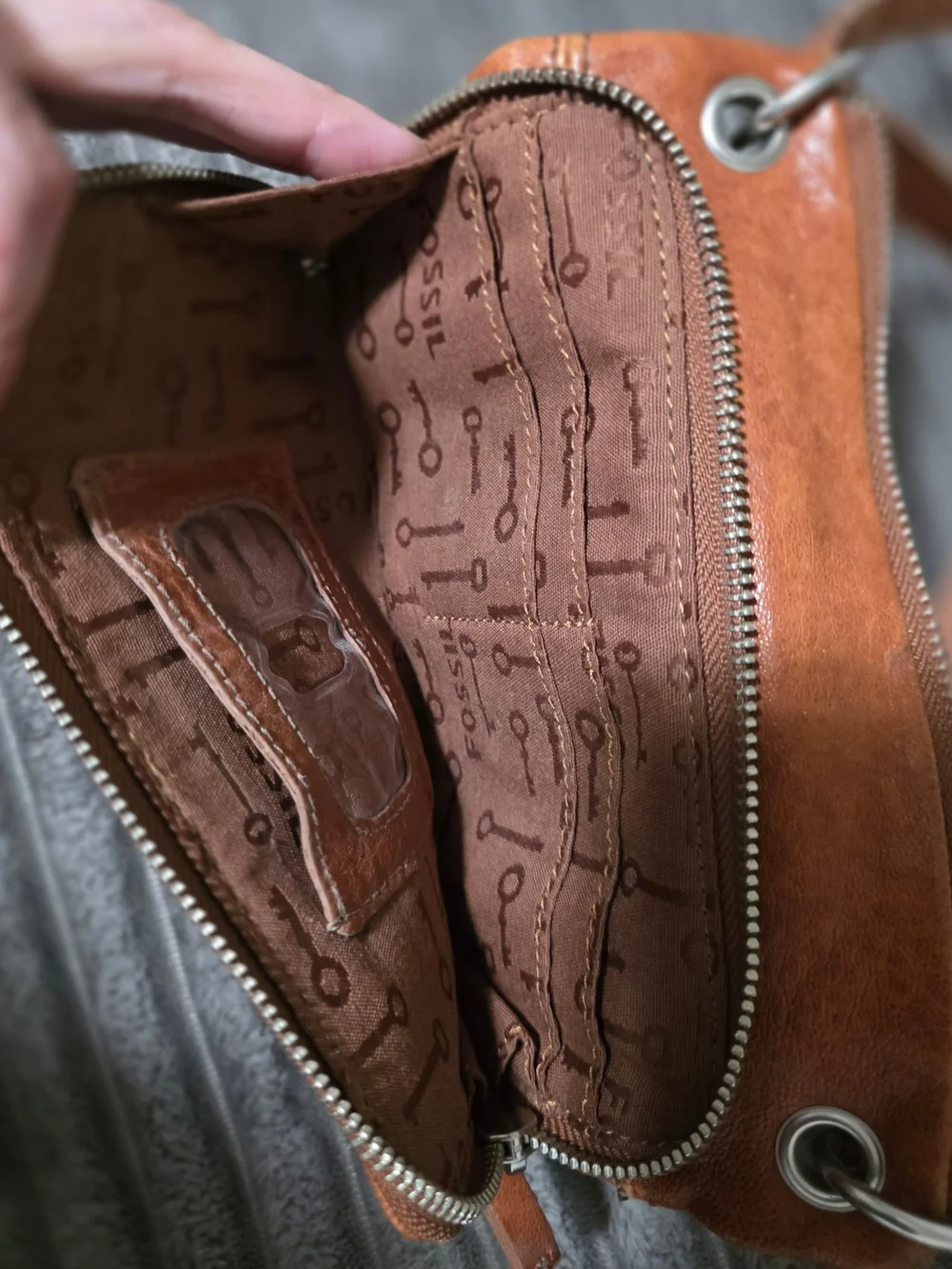 Fossil Brown Leather Crossbody Bag